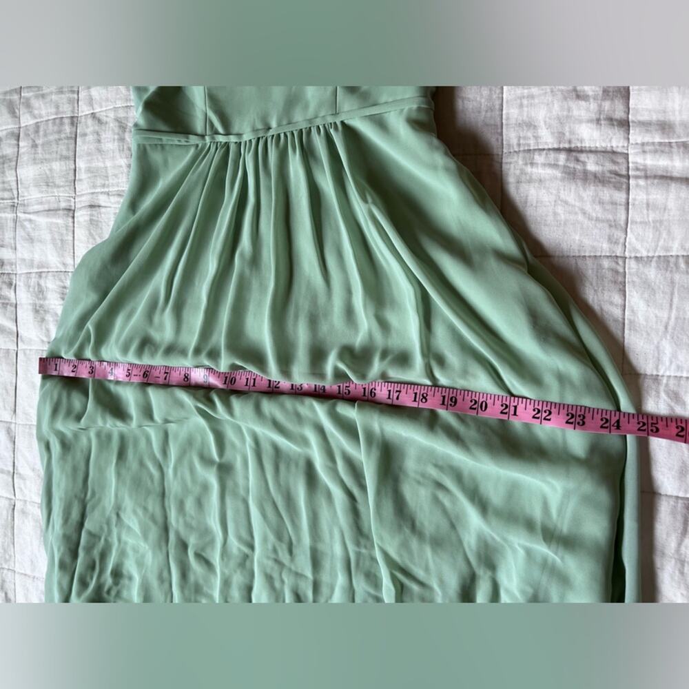 Mori Lee Elegant Light Green Off-Shoulder Chiffon Empire Waist Formal Dress - 4 - Picture 7 of 11
